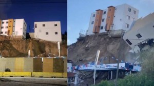 EN VIDEOS: Edificio fue construido hace dos años y colapsó como torre de naipes por un acantilado