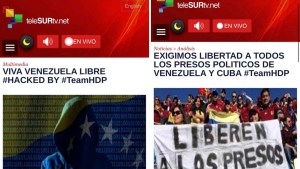 Hackearon la web de Telesur y difundieron un mensaje por la libertad de Venezuela y Cuba
