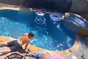 Héroe sin capa: Socorrista salvó a su hijo pequeño de ahogarse en una piscina en California (VIDEO)