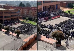 Escándalo en Bogotá: Reconocido colegio tuvo a estudiantes dos horas bajo el sol durante izada de bandera (VIDEO)