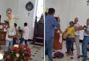 Mujer poseída por “fuerzas oscuras” intenta destruir la figura del Niño Jesús (VIDEO)