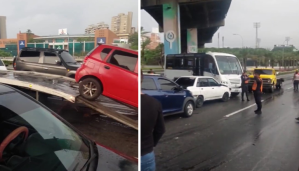 Choque múltiple en la autopista Francisco Fajardo: transporte público perdió el control (Video)