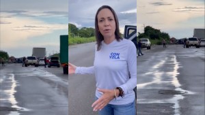 Colectivos armados de Nicolás Maduro bloquean la llegada de María Corina Machado a Guárico (VIDEO)
