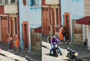 De película: Mujer encontró a su pareja con la amante y terminaron saliendo casi desnudos (VIDEO)