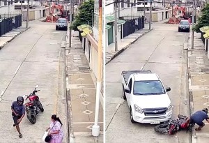 Conductor salvó a mujer que estaba siendo robada: estrelló al ladrón y evitó el atraco (VIDEO)