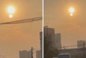 VIDEO: Ciclista grabó el impactante momento en el que aparecen dos soles en el cielo