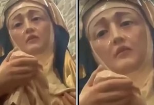 ¿Milagro en una iglesia? Captan VIDEO de la Virgen María llorando en plena misa
