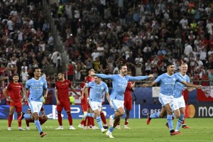Manchester City se coronó campeón de la Supercopa de Europa frente a Sevilla tras los penales