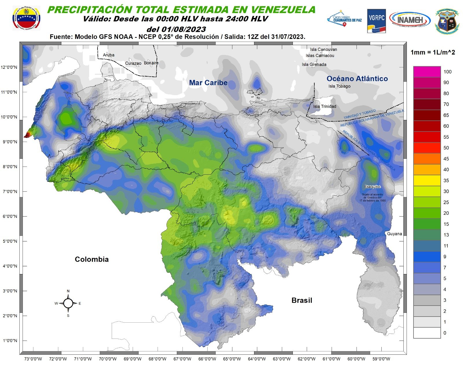Inameh prevé nubosidad y lluvias en varios estados de Venezuela este #1Ago