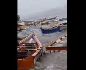 Fuerte oleaje alertó a pescadores de Pampatar: Embarcaciones resultaron afectadas (VIDEOS)