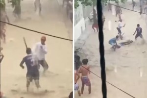 Locura en Colombia: se agarraron a machetazos en plena inundación por tormenta Franklin