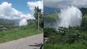 Se reventó un tubo matriz en Táchira y el chorro de agua alcanzó gran altura (VIDEO)