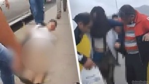 Desnudaron y golpearon a venezolano que minutos antes apuñaló a una mujer en Perú