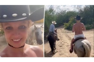 Britney Spears regresó a las redes cabalgando por el desierto con las lolas al aire (VIDEO)