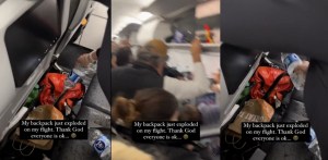 Horror en las alturas: Se quedó dormido antes de despegar y su bolso explotó en pleno vuelo hacia Florida (VIDEO)