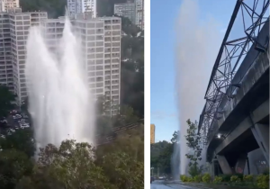Fuente de Hidrocapital: ruptura de tubería de aguas alcanza 15 metros de altura e inunda Caricuao (Videos)