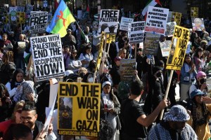Miles se manifiestan en Washington para exigir un alto al conflicto bélico en Gaza