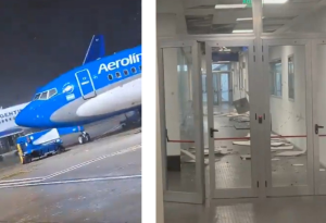 Aviones arrastrados y ventanas caídas: Aeropuerto en Argentina afectado por fuertes vientos (Imágenes)