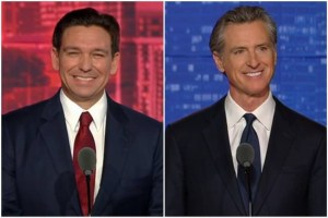 Momento tenso en el debate: DeSantis se burló de Newsom porque sus suegros se mudaron de California a Florida