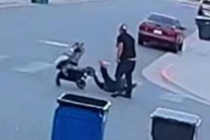Indignante: Sin motivo alguno, golpeó a un anciano que empujaba el coche de su nieta en California (VIDEO)