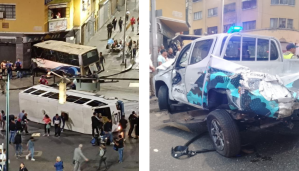 Aparatoso accidente entre patrulla policial y autobús deja un muerto en Caracas (Fotos)