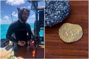 VIDEO: buceaba en los Cayos de Florida y encontró una moneda de oro de más de 400 años que vale una fortuna