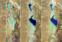 ¿Canoas en el sitio más seco de EEUU?, un lago resurge en el Valle de la Muerte de California