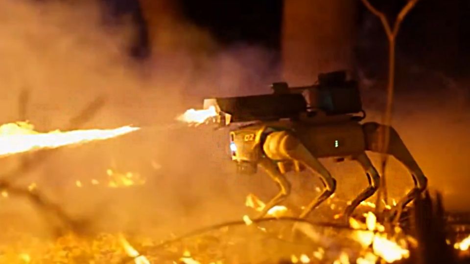 the robot dog with flamethrower and laser sighting that went on sale (VIDEO)